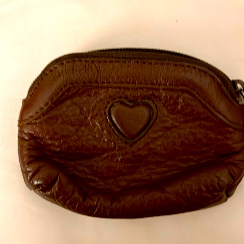 Two miniature small coin pouch purses in black and brown